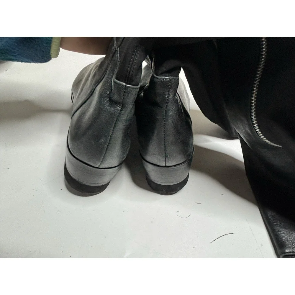 MICHAEL KORS BROMLEY 50/50 SILVER LOGO ZIPPER BOOTS WOMEN 6.5 M OLD MONEY CLASSY - Picture 7 of 9